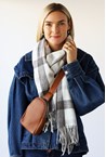 CHECK SCARF - white blk